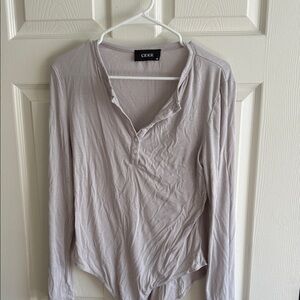 Cider Light Gray Long-Sleeve Henley Bodysuit